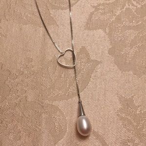 Sterling Silver heart and Pearl necklace